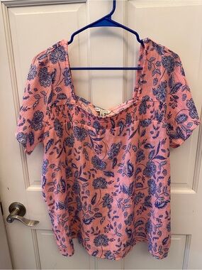 Zac & Rachel Pink Top with Blue Floral Print